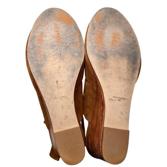 Brown Suede Ankle Wrap Tie Platform Wedges Heel Womens Sz 9M Soft Leather Brazil - Picture 2 of 16